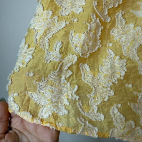 NWT ANTHROPOLOGIE Yvonne Textured Yellow Boho Buttondown Puff Sleeve Blouse Top - Picture 10 of 10